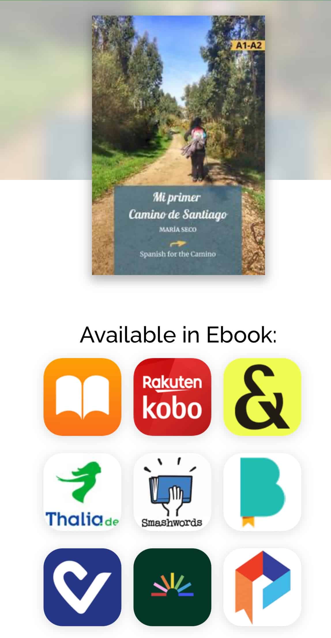 Ebook version of Mi primer Camino available from several stores