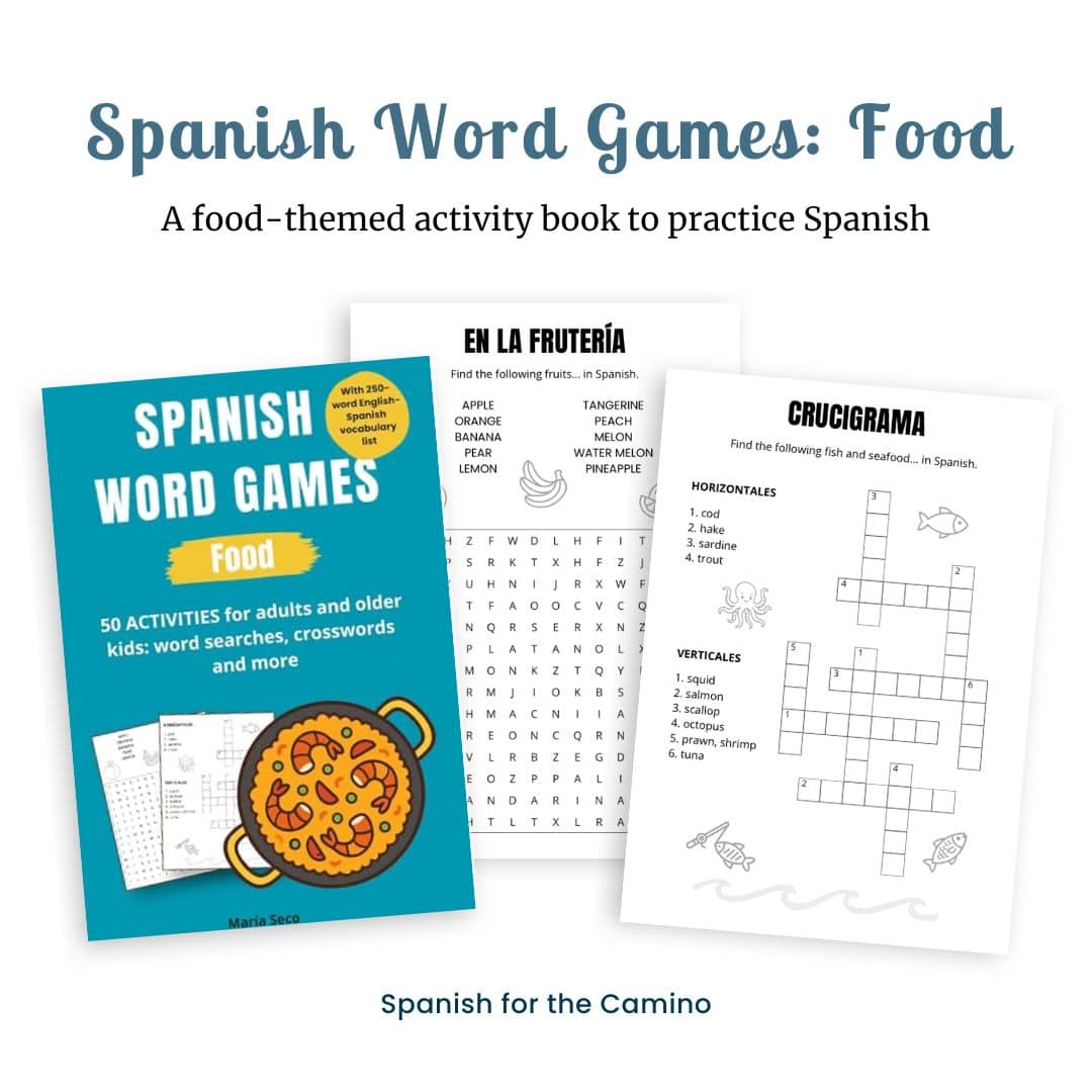 Book mockups Food activity book Spanish activity book to learn about food in Spanish